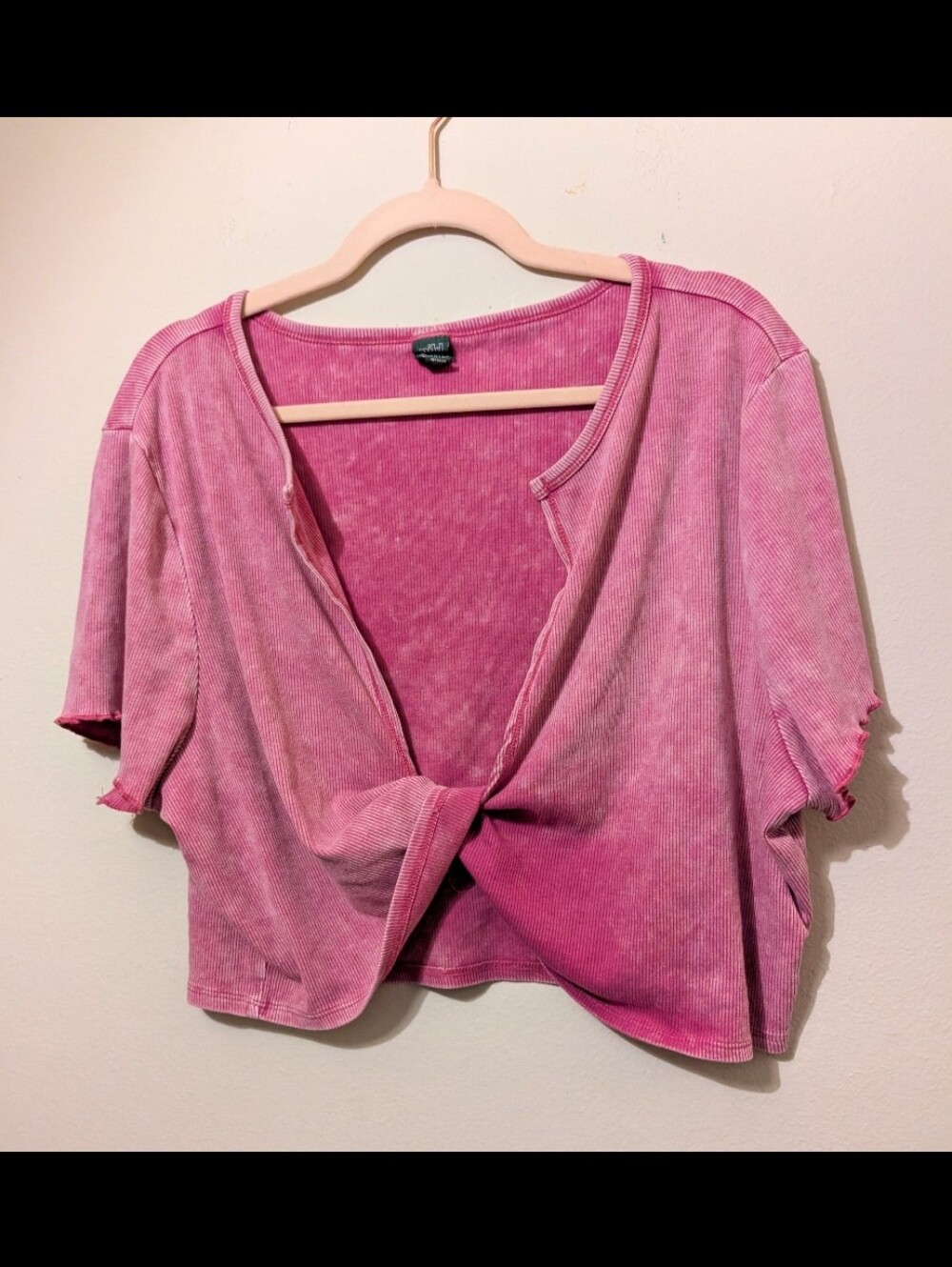 Twist Front Pink Distressed Crop Top Wild Fable Size 2X
